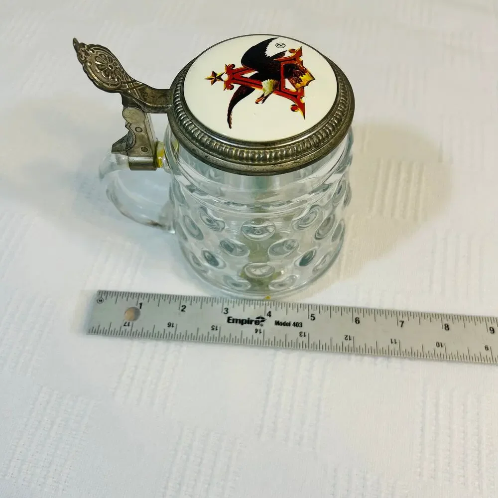 Anheuser Busch Clear Hob Nail Beer Stein w Pewter Lid BMF Bierseidel W Germany